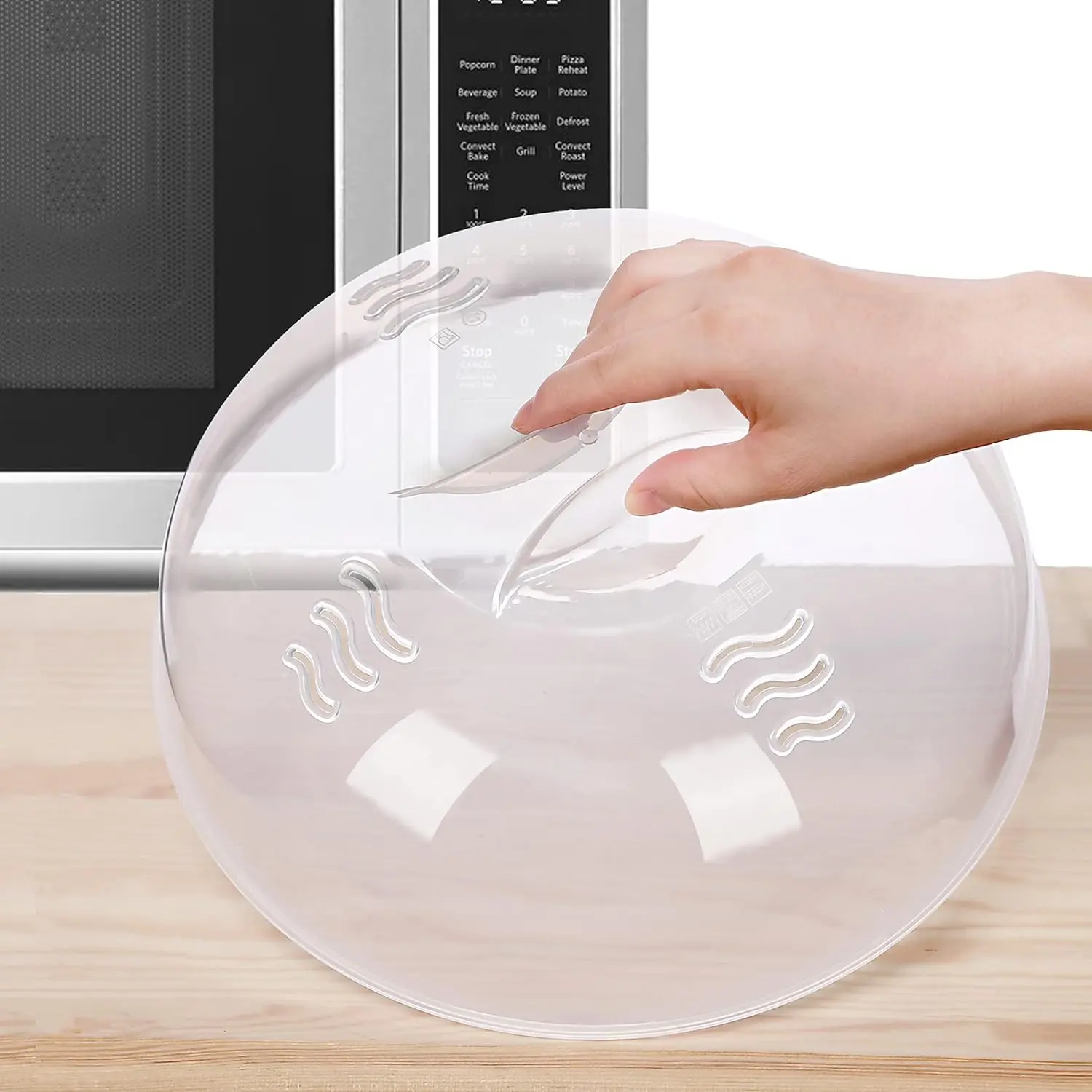 Microwave Splatter Cover for  Large Microwave Plate  Cover With Easy Grip Handle Anti-Splatter Lid With Enlarge Perforated Steam Vents,11.5 Inch, & Dishwasher Safe