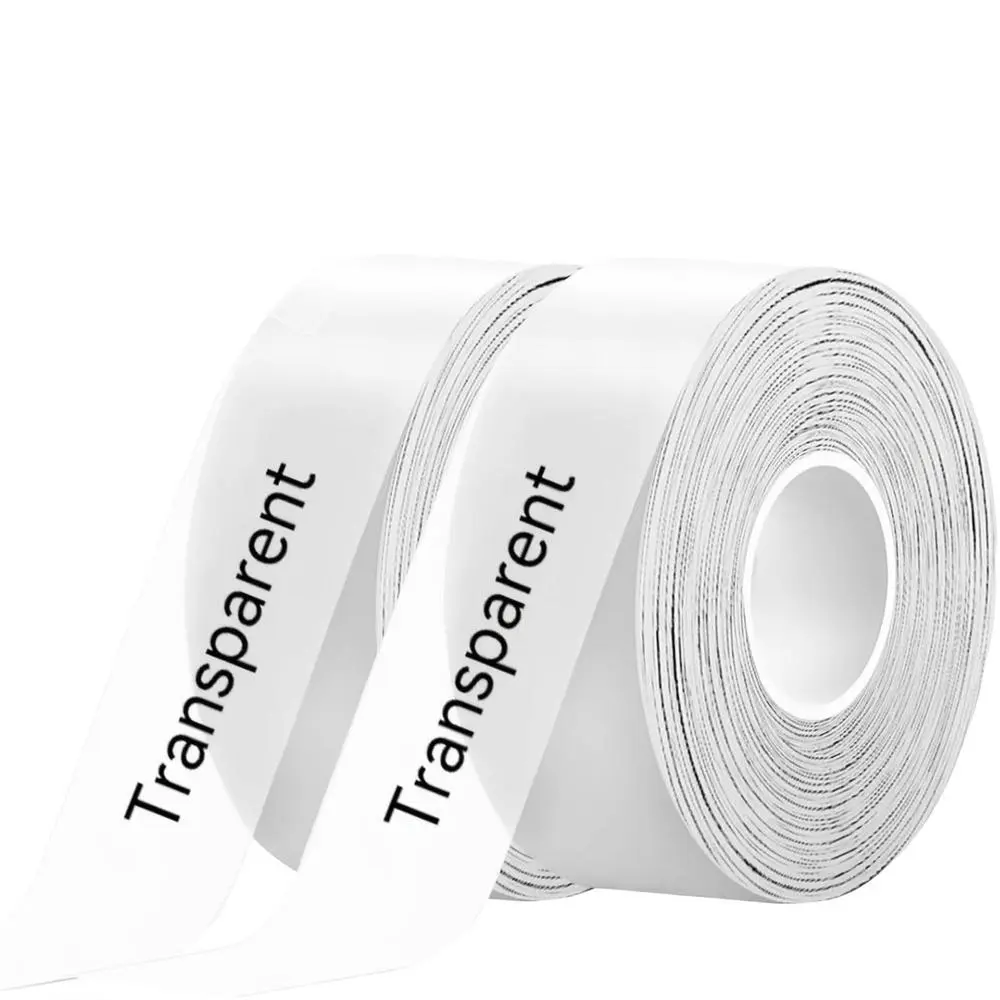 2 packs of 15 mm x 4 m transparent thermal label paper, waterproof self-adhesive Clear Labels