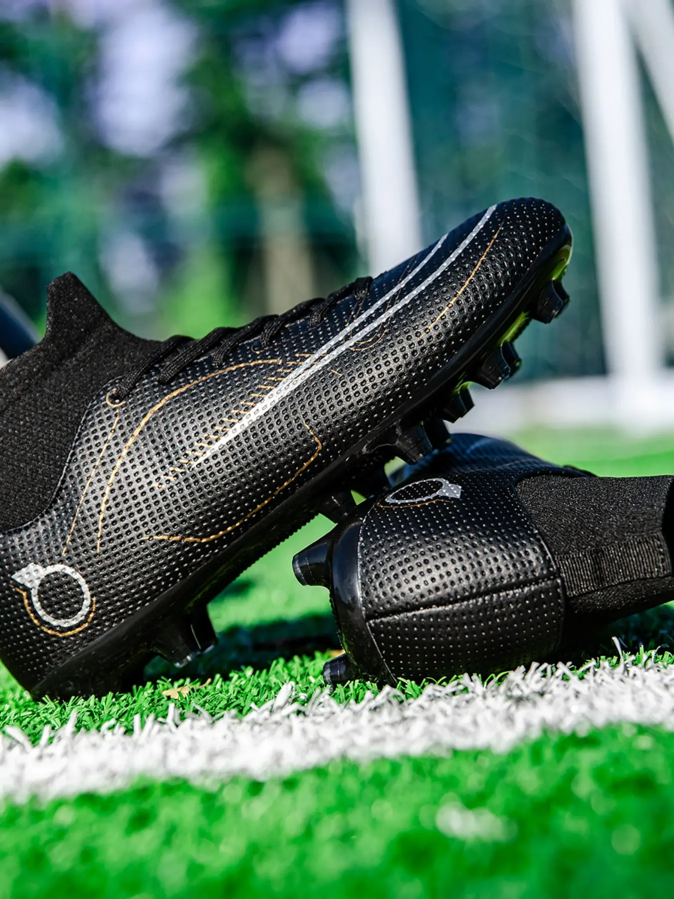 Men's Breathable Football Shoes, Football Boots, Fg/ag Long Studs, Artificial Grass, All-Season, Anti-Slip, Durable, Ankle Protection, Multi-Color Options