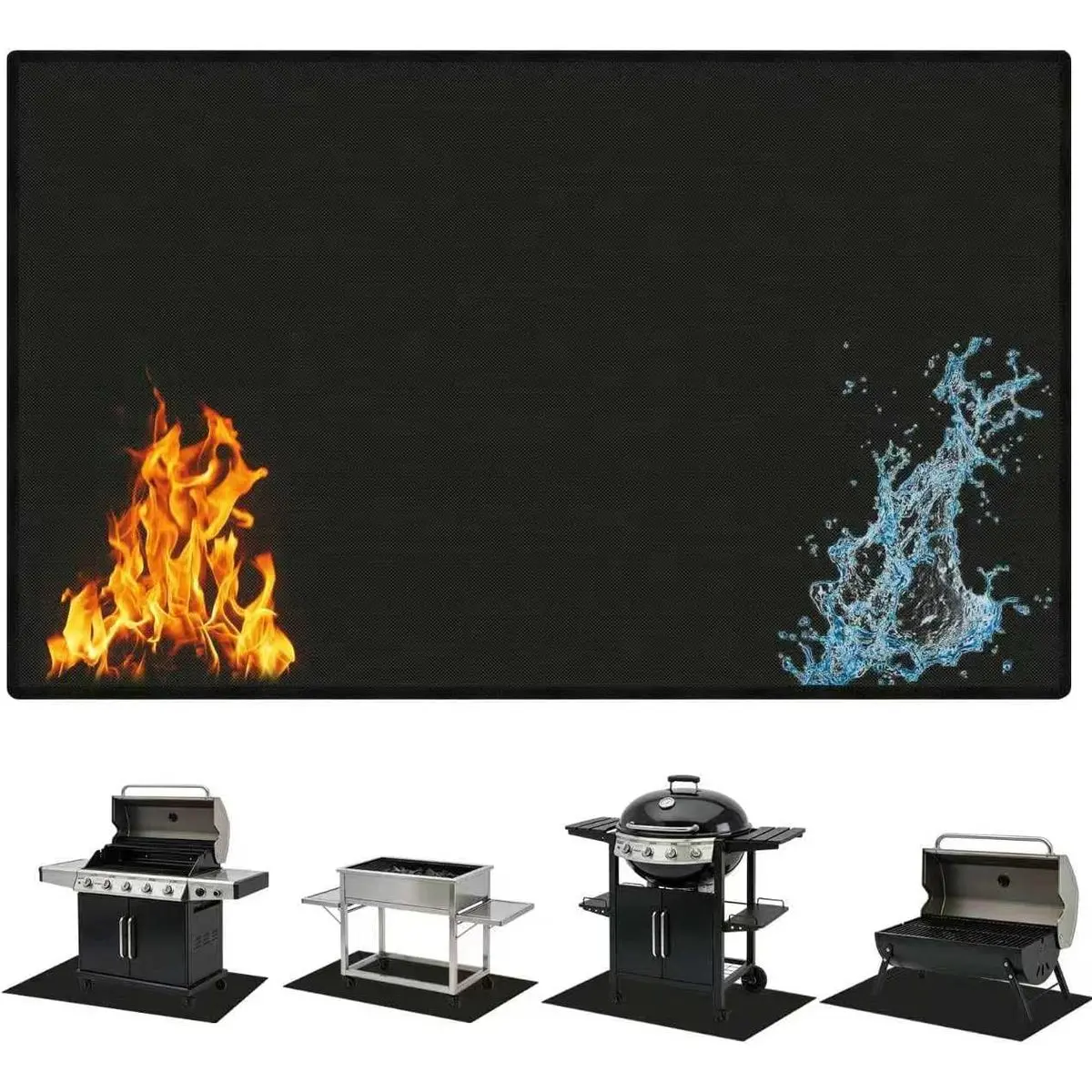 70x48 Inch Large Under Grill Mat, Double-Sided Fireproof BBQ Grill Mat, Waterproof Oilproof Deck Protector for, Charcoal/Gas Grills, Fire Pits, Patio & Lawn