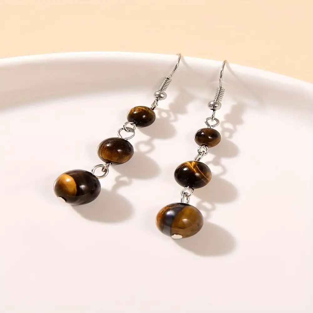 Women's Vintage Sexy Dark Brown Alloy Pendant Hook Earrings, 2-Piece Elegant Costume Jewelry Set for Daily Wear & Prom Parties, 2Pcs Set
