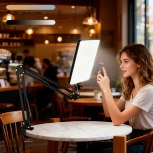 LED Photography Light Selfie Lights Conference Lighting Photo Studio Lamp With Scissor Arm Stand For Zoom YouTube Live Streaming													