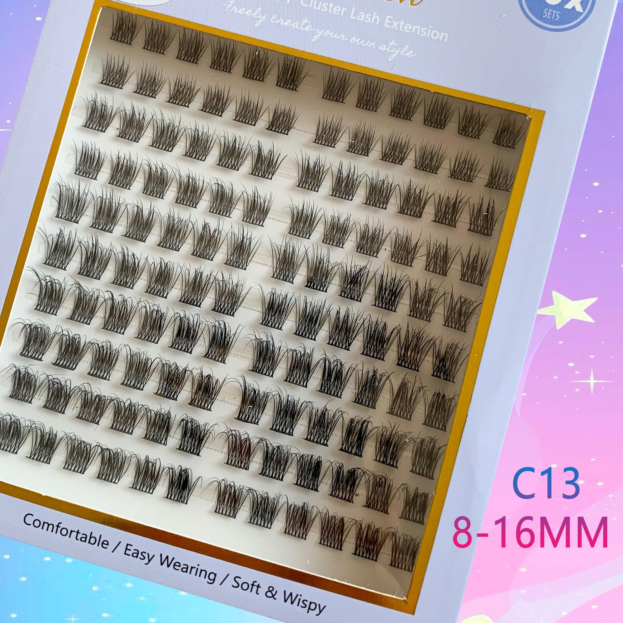 Natural Look DIY Eyelash Extensions Kit, 1 Set Including 3 Boxes Mixed Length Fluffy Eyelash Clusters Fake Lashes with Lash Glue & Tweezers & Lash Remover, Eye Makeup Enhancement Set for Women