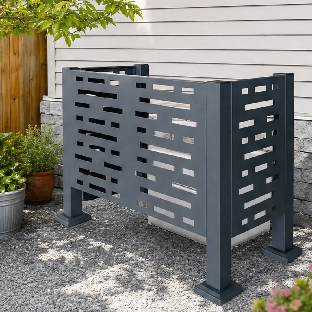 ARCH 3-Panel Charcoal Steel Outdoor AC Fence Cover - Premium-Grade Materials, 3 Concealment Panels, Full Privacy Decoration, 40.25x20.25x30in, Easy Assembly, Long-Lasting Durability, Backyard Patio Home Improvement Garden Supply