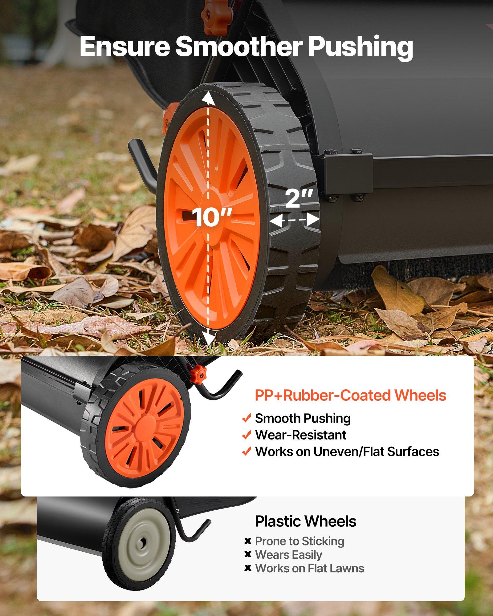 VEVOR Push Lawn Sweeper, 30 in Leaf & Grass Collector with 12 cu. ft. Hopper Bag, Adjustable Brush Height & Spinning Brushes, Heavy Duty Yard Sweeper with Rubber Wheels for Leaves Grass Cleanup VEVOR Push Lawn Sweeper, 30 in Leaf & Grass Collector with 12 cu. ft. Hopper Bag, Adjustable Brush Height & Spinning Brushes, Heavy Duty Yard Sweeper with Rubber Wheels for Leaves Grass Cleanup