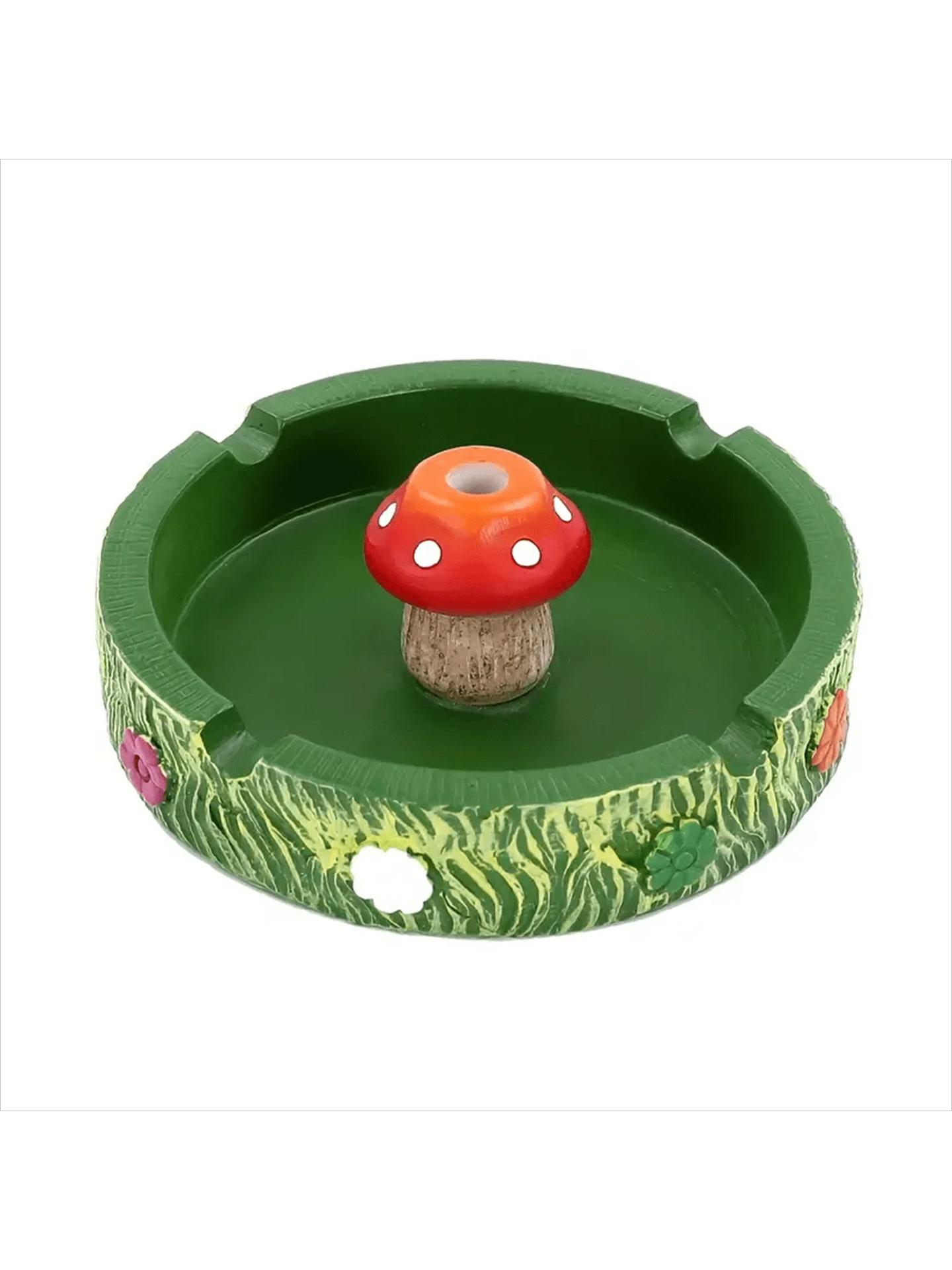 Embercraft Cute Resin Mushroom Ashtray Round Decorative Ash Tray with Cigarette Extinguisher Aesthetic Home Decor for Bedroom Living Room Office Cool Funny Personality Smoking Accessories