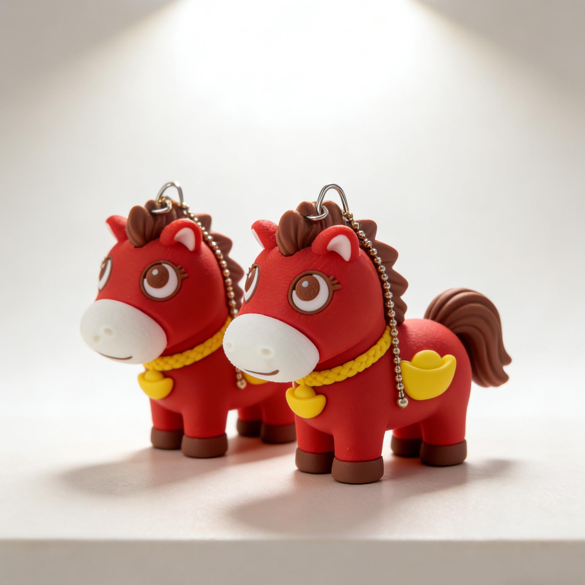 2026 Year of the Horse New Trendy 3D Printed Funny Mood Horse Keychain Stress Relief Gadget Creative Backpack Pendant