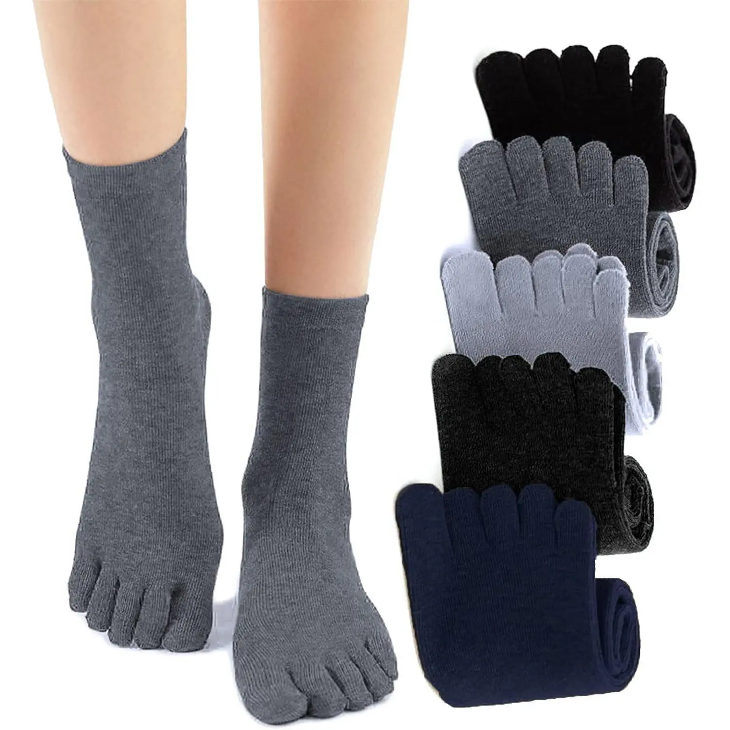 Cotton Running 5 /10Pairs Five Finger Mini Crew Socks,Men's Sports Breathable Socks,UK 6-10/Eur 39-45