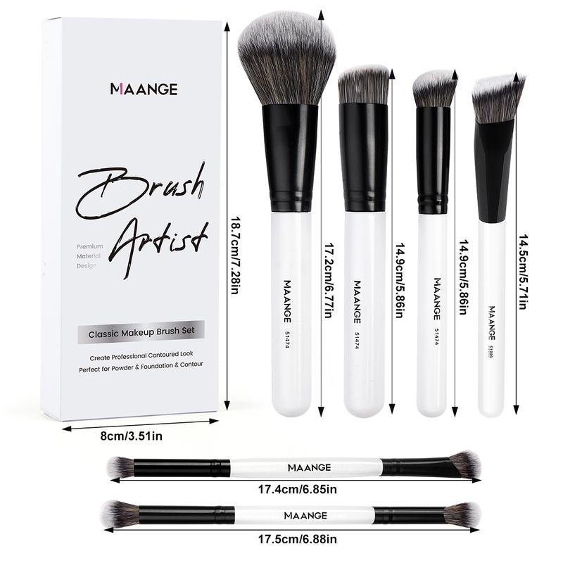 MAANGE 2pcs/3pcs/6pcs,Cosmetic Brush Set,Angled Foundation Brush Powder Brush Concealer Brush Smudge Brush Eyeshadow Brush Nose Shadow Brush Detail Brush for Flawless Application,Essential Tools for Makeup Lovers