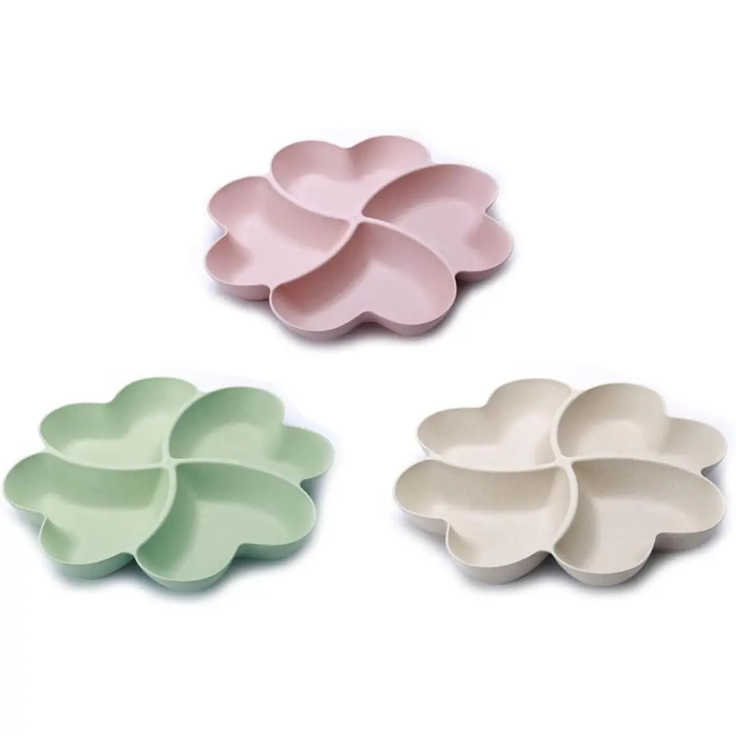 3 Pack Divided Serving Tray and Platters 4 Sectional Round Plastic Condiment Appetizer Set Condiment Server  Bar Party Platter for Chips and Dip Snack Fruit Candy Nuts Desserts