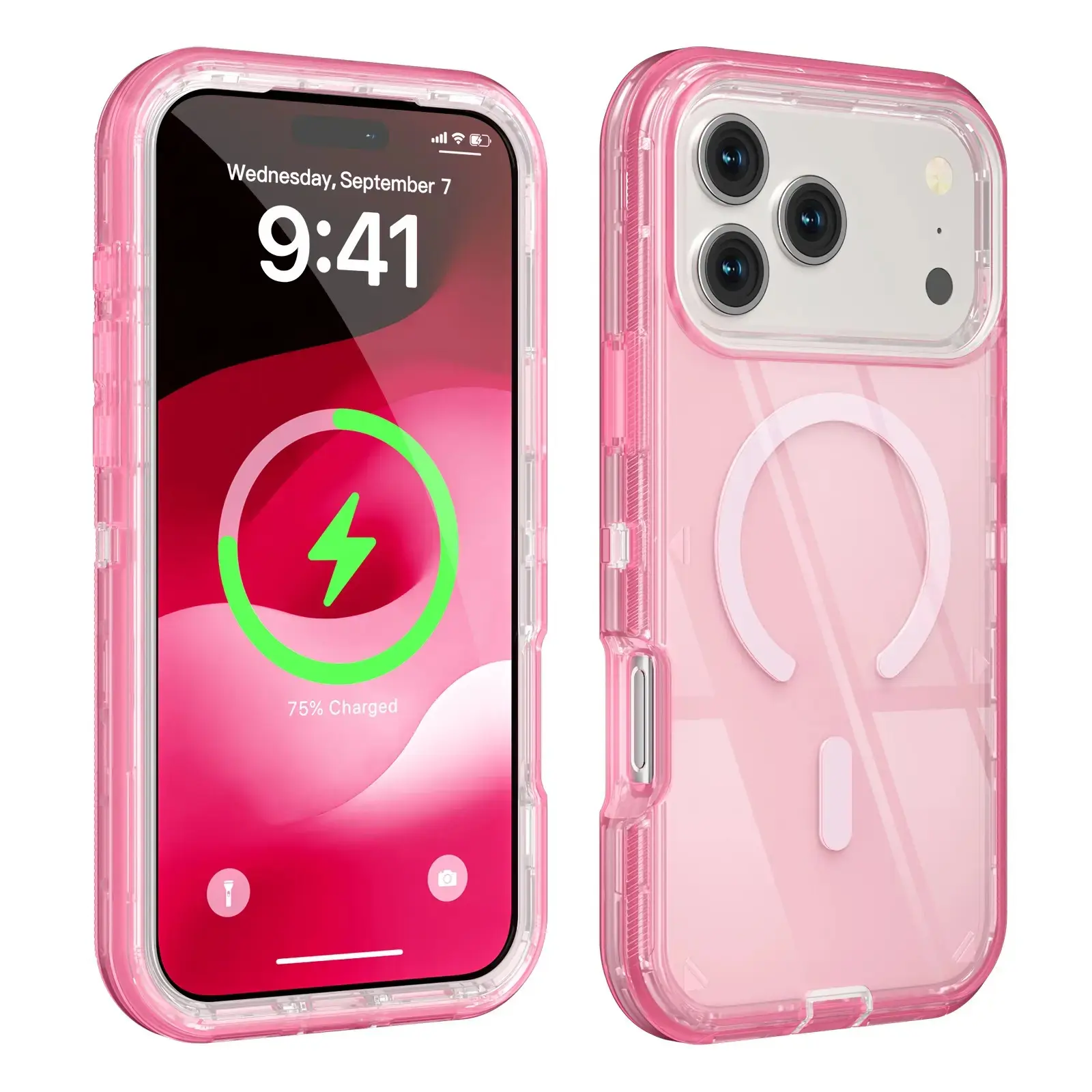 3-In-1 Dual Layer Transparent Magnetic MagSafe-Compatible Phone Case, Heavy Duty Shockproof Anti-Drop Protective Cover For iPhone 17 Pro Max, 17 Air, 16, 15, 14, 13 Pro Max