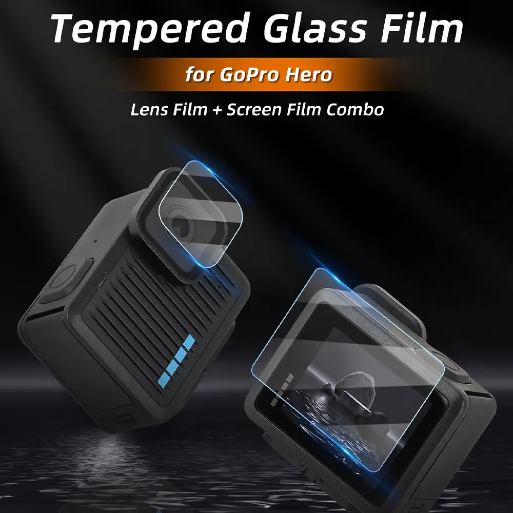 Gopro Hero 4K Screen & Lens Protector Set, 2-Pack Tempered Glass, 9h Hardness, Scratch-Resistant, Bubble-Free, Easy Installation