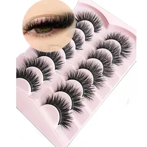 Artificial Fiber False Eyelashes, Full Strip Design, Dense Natural Look, Effective Double Lid Effect, 3D Synthetic Fur, Adhesive Application