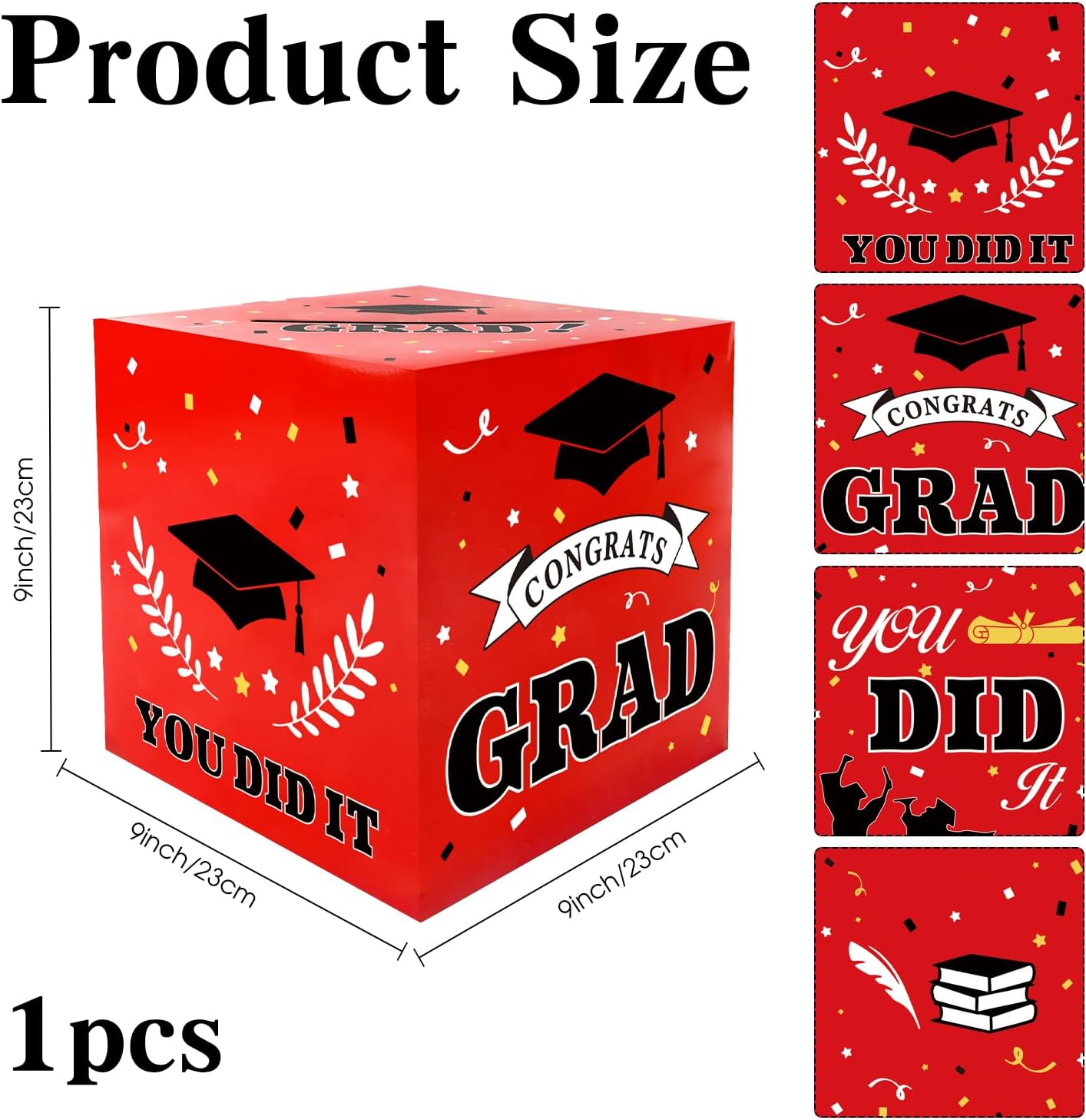 2026 Graduation Decorations Red Black White Graduation Card Box Holder ...