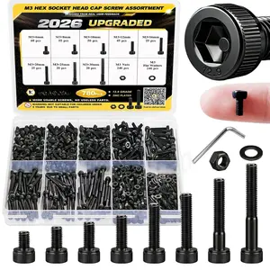 M3 Screws Kit 780 count, Optimized Socket  Cap Screws  with  Screws & Smarter Size Distribution, Class 12.9 Alloy Steel, Black Zinc Plated M3  for  Printing & DIY