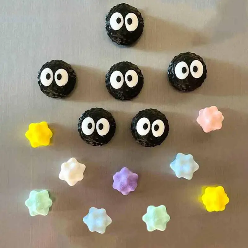 15pcs Adorable Coal Sprite Decorative, Mini Coal Ball and Coal Sprite Combo Set, Suitable for Home Decor, Fridge Magnets, Magnetic Item, Creative Small Gifts, Cute Little Gifts, Holiday Gifts for Family and Friends.
