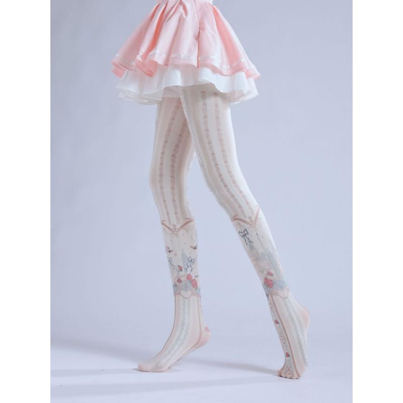 New Printed Pantyhose, Gorgeous Patterned White Pantyhose, Girl COS Socks, Cute With Comfortable Base Socks, Personalized Girly Socks butt pad lace  pajamas warm woman sexy  cloth