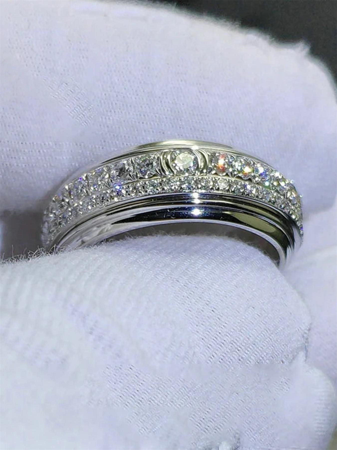 Fashion Promise Cubic Zirconia Rings for Couple, Solitaire Engagement Rings for Her, Wedding Rings for Women & Men, Trendy All-match & Exquisite Jewelry for Birthday Gift, Artificial Gemstone Ring