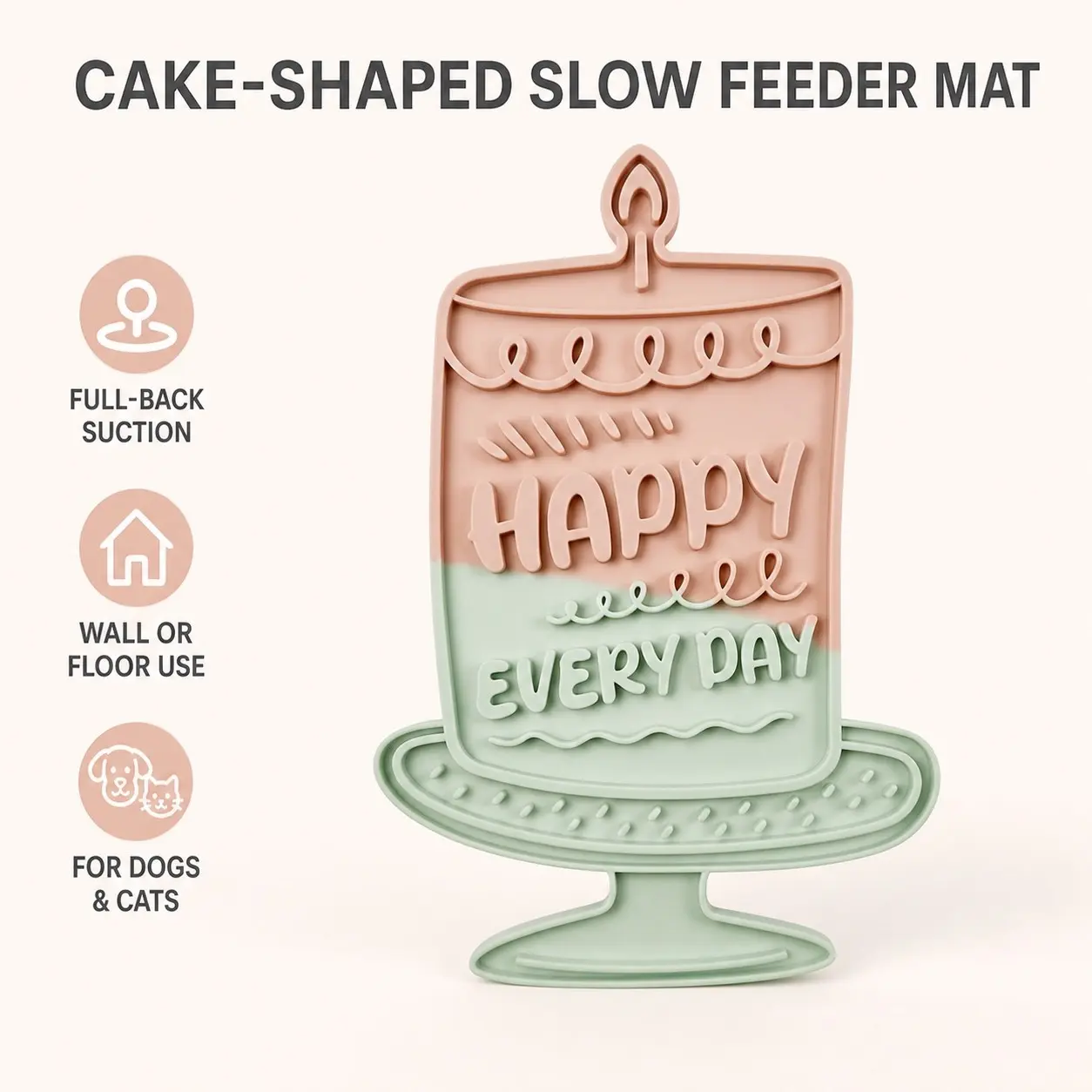 1pc Silicone Slow Feeder Mat for Dogs and Cats, Cake-Shaped Lick Pad with Full-Back Suction Cups for Wet Food, Treats, Bath Time and Grooming