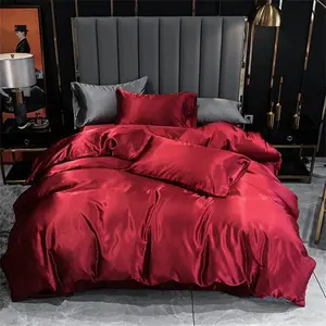 3 PCS Burgundy Red Duvet Cover Queen Size Luxury Bedding Set Soft Color 90"x90" Duvet Cover,2 Pillowcases(Queen,Burgundy Red)