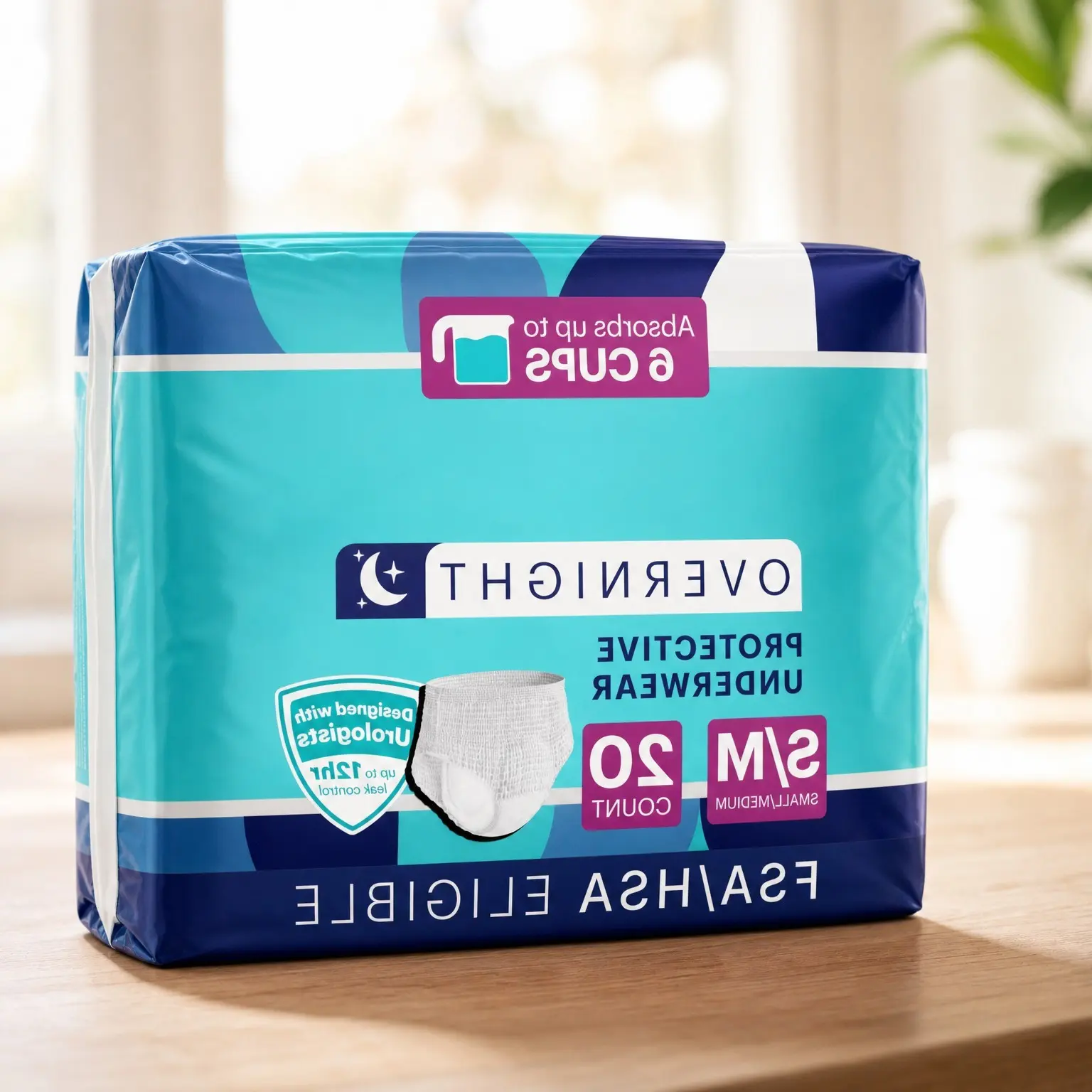Overnight Absorbency Pull Ups - Adult Disposable Incontinence Underwear, Extra Absorbent Nighttime Briefs for Men and Women, White, Small/Medium, 20 CountGift
