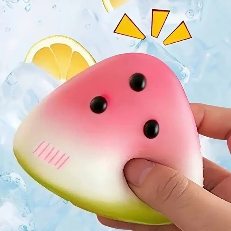 Cute Watermelon PU-Polyurethane Hand Strengthener Fidget Toy - Soft Foam, Pink-Green, Black Seeds, Slow Rising, ADHD Aid, Red Flesh, Soothing Gel Feel, Stress Relief, Unisex Kids' Party Gift (Sports & Outdoor Fitness)