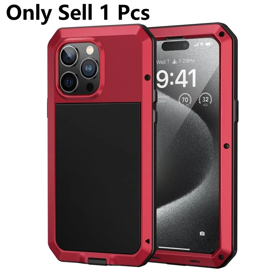 Heavy duty armored aluminum phone case, for iPhone 17 16 15 14 13 Promax 16 15 14 Plus 16e17e anti drop protective case