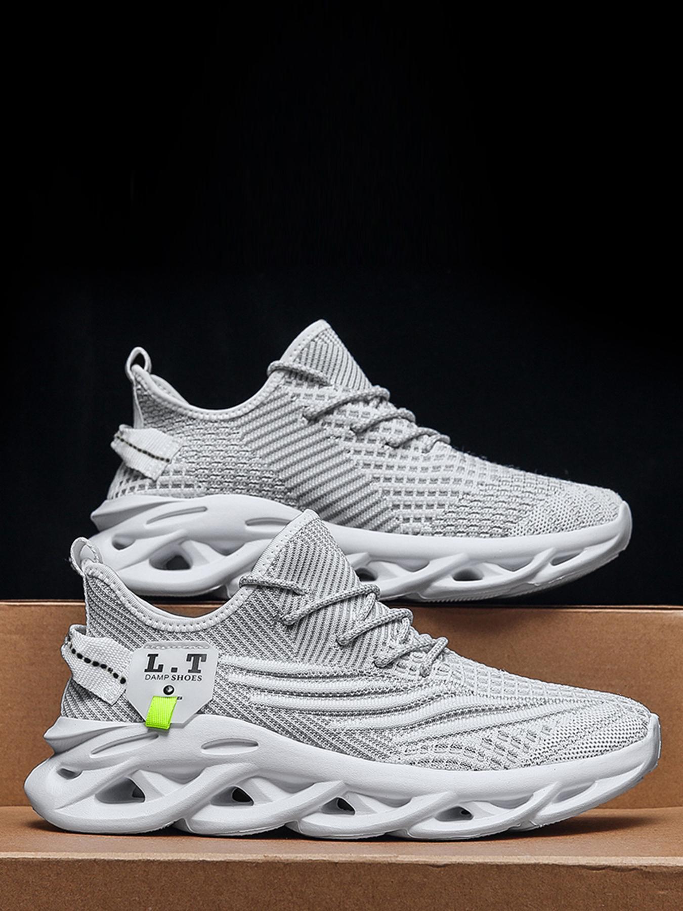 Mens Shoes, Ultra-light Textured Design Lace-up Trainers for Treadmill Wear As Gift, Workout Sneakers, Casual Twist Sole Design Sports Running Shoes for Summer 2025