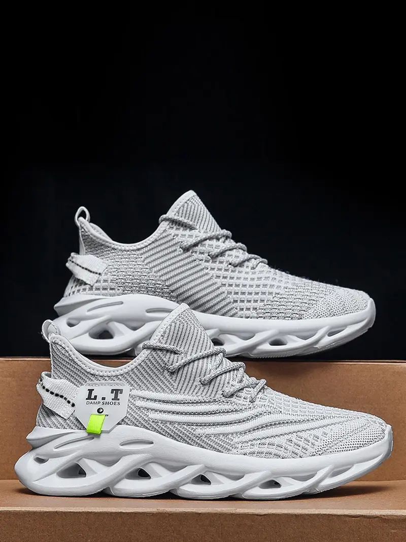 Product Introduction of Mens Shoes, Ultra-light Textured Design Lace-up Trainers for Treadmill Wear As Gift, Workout Sneakers, Casual Twist Sole Design Sports Running Shoes for Summer 2025 23