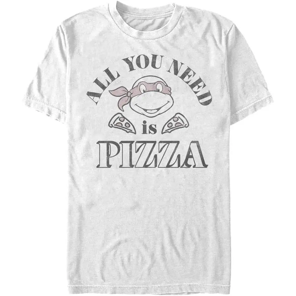Nickelodeon Men's All You Need T-Shirt Teenage Mutant Ninja Turtles All You Need Is Pizza Vintage Graphic Tee Retro Cartoon Casual Crewneck T-Shirt for TMNT Fans & Pizza Lovers