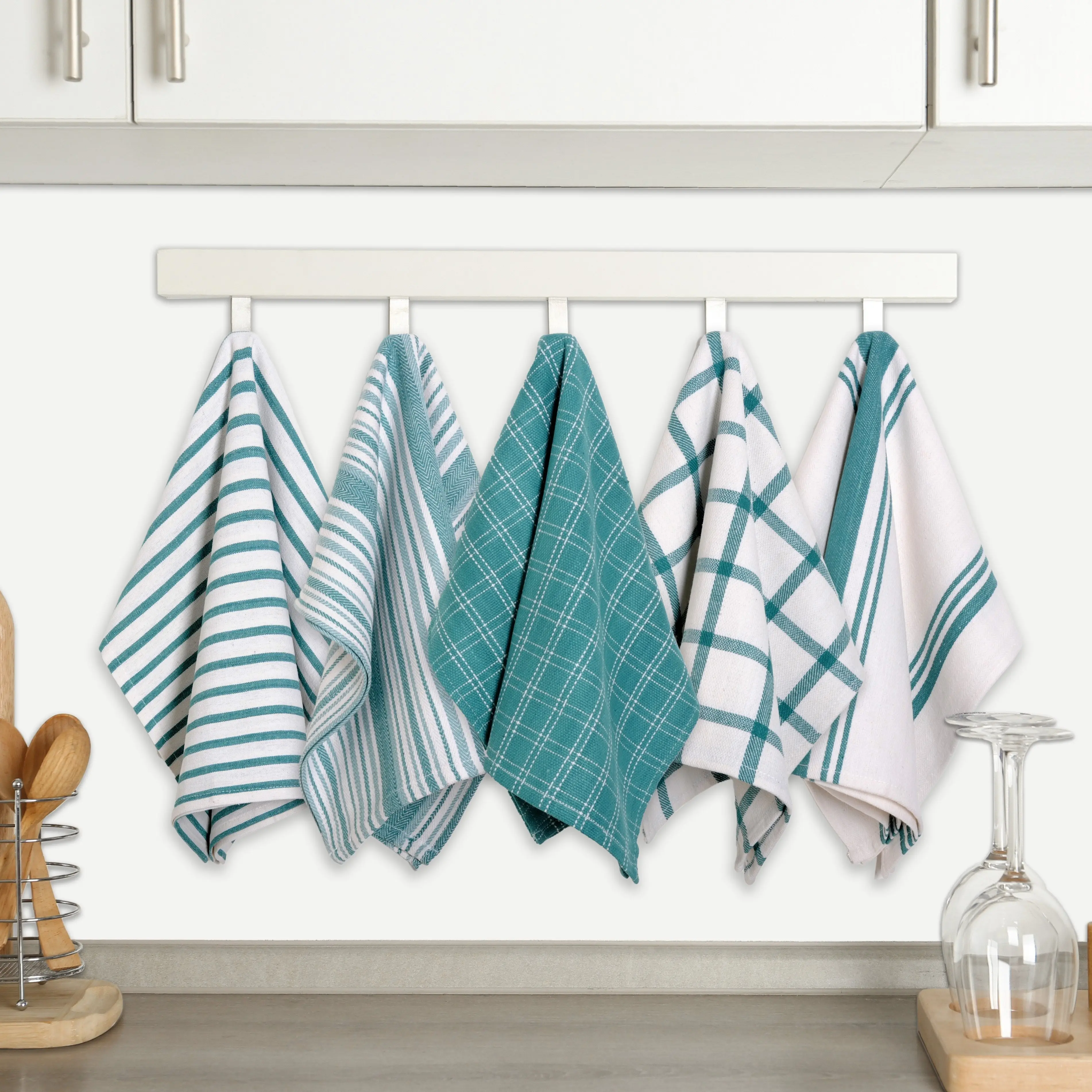 10-Pack 100% Cotton Kitchen Towels - Plain Weave, Absorbent and Durable Dishcloths, Suitable for Cooking, Cleaning, and Drying - Perfect for Christmas and Holiday Kitchens