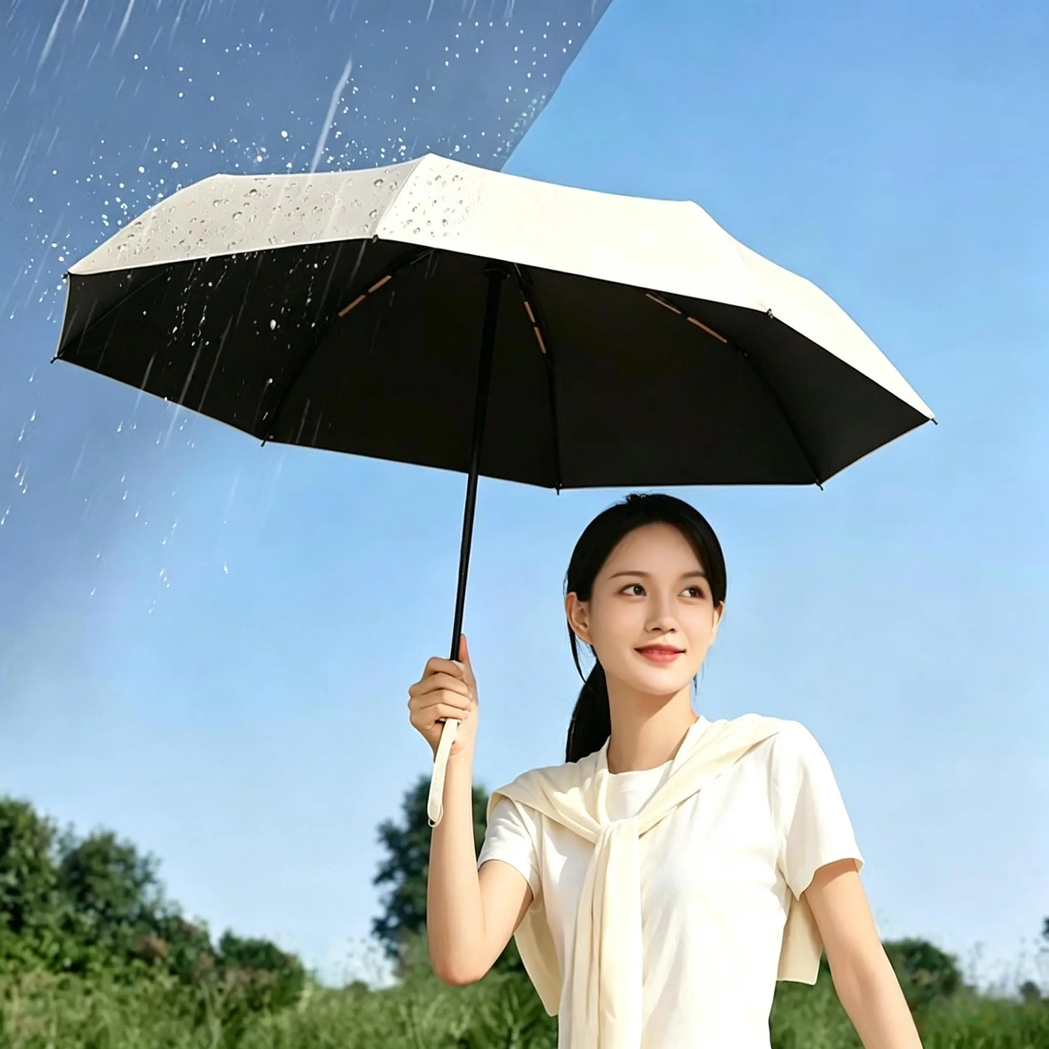 8 Rib 16 Keel Windproof Automatic Umbrella, Portable Foldable Sun & Rain Parasol, Ideal for Daily Business Commute, 1pc