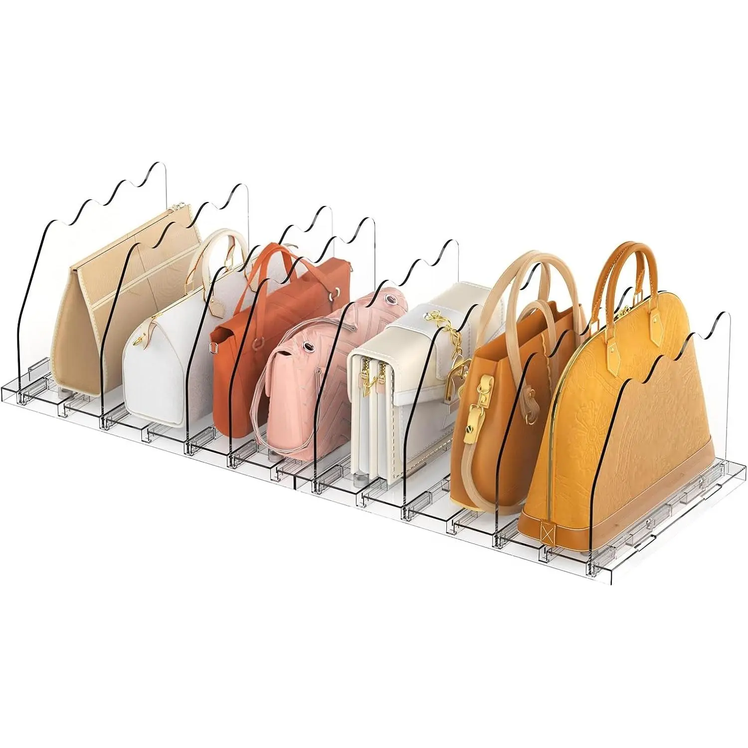 Purse Storage Organizer for Closet, Clear Shelf Dividers Rack, 2 Pack - Clear Separators Keep Handbags, Totes, Clutches & Purses Upright & Visible on Shelves for Storage and OrganizationGift