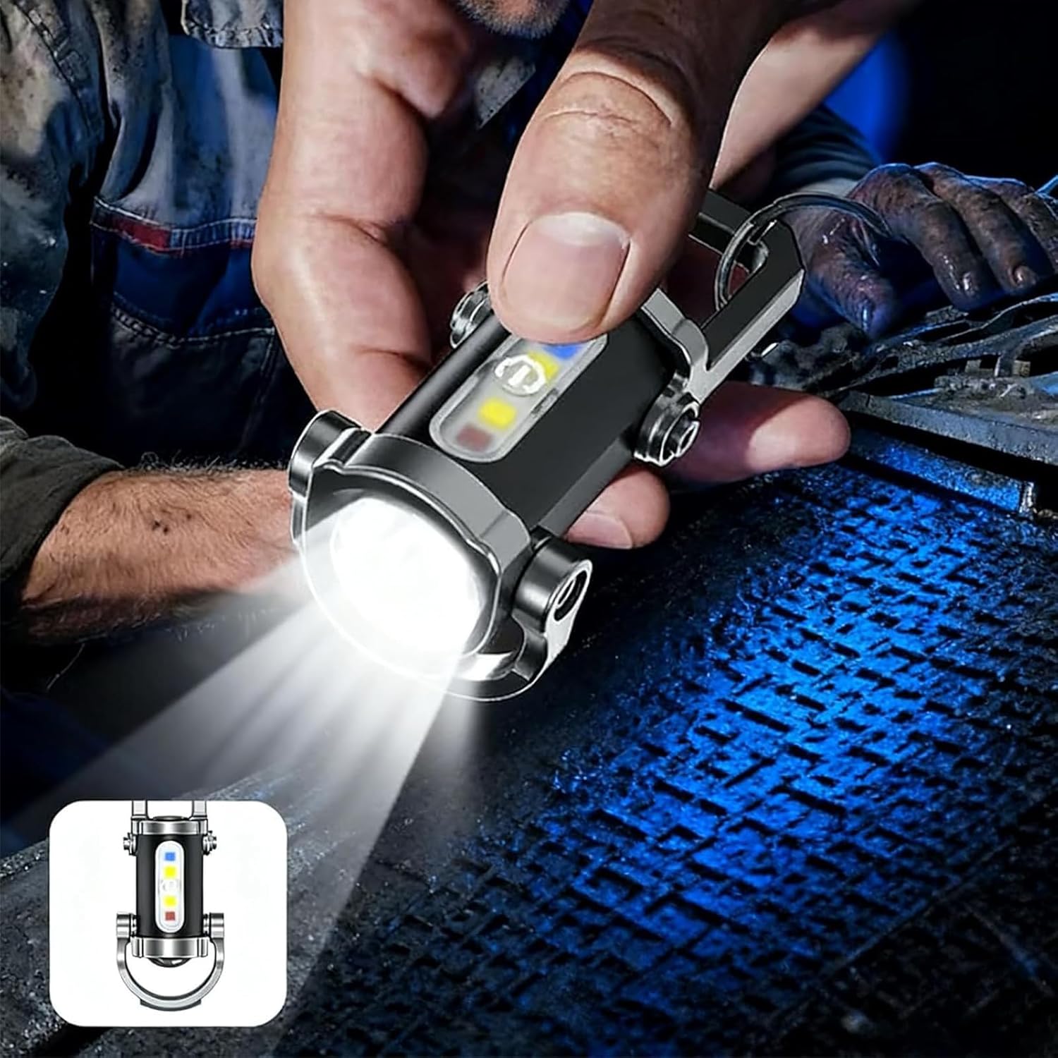 Rechargeable Mini Keychain Flashlights, 2-Pack Pocket Lights for Outdoor Adventures & Emergency Lighting (Black)