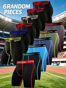 Men's Long Underwear Set, 6-Pack Mixed Colors, Anti-Chafe Four-Way Stretch, Lightweight Breathable Casual Inner Wear