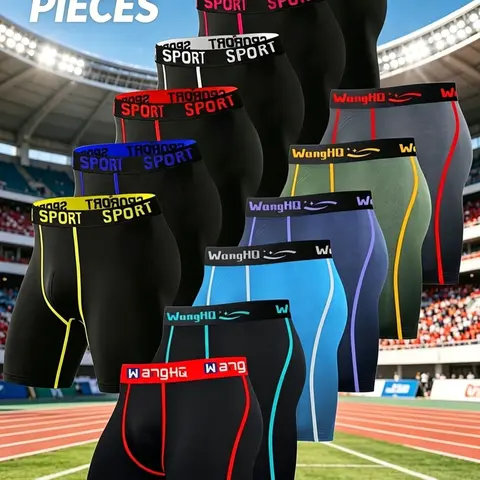 Men's Random 6-Pack Mixed Colors Long Underwear Set, Anti-Chafe Four-Way Stretch, Lightweight Breathable Casual Inner Wear, Stretchy Sporty Underwear