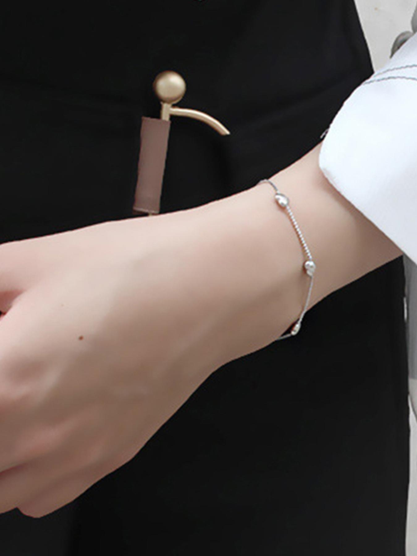 S925 Sterling Silver Simple Heart Design Bracelet, Fashionable Jewelry for Women & Girls, Trendy All-match & Exquisite Jewelry for Birthday Gift, Heart Shaped Bracelet