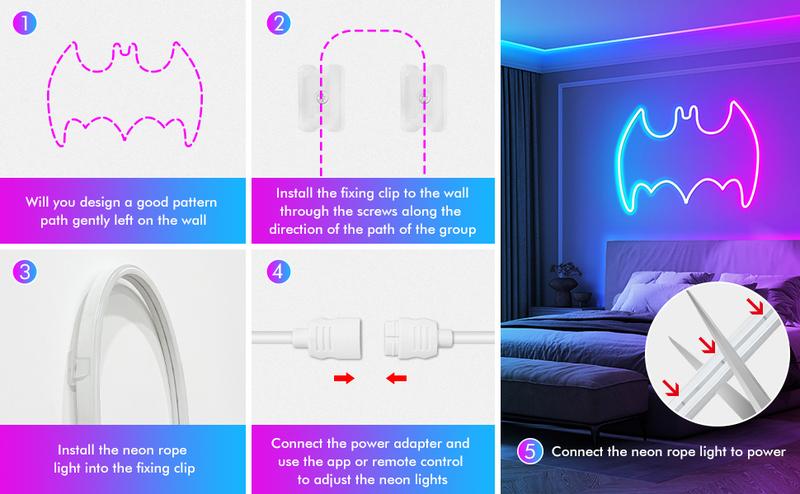 SINLEY Led Neon Rope Lights 200FT,Control with App/Remote,Flexible Led Rope Lights,Multiple Modes,IP68 Outdoor RGB Neon Lights Waterproof,Music Sync Gaming Led Strip Lights for Bedroom Indoor