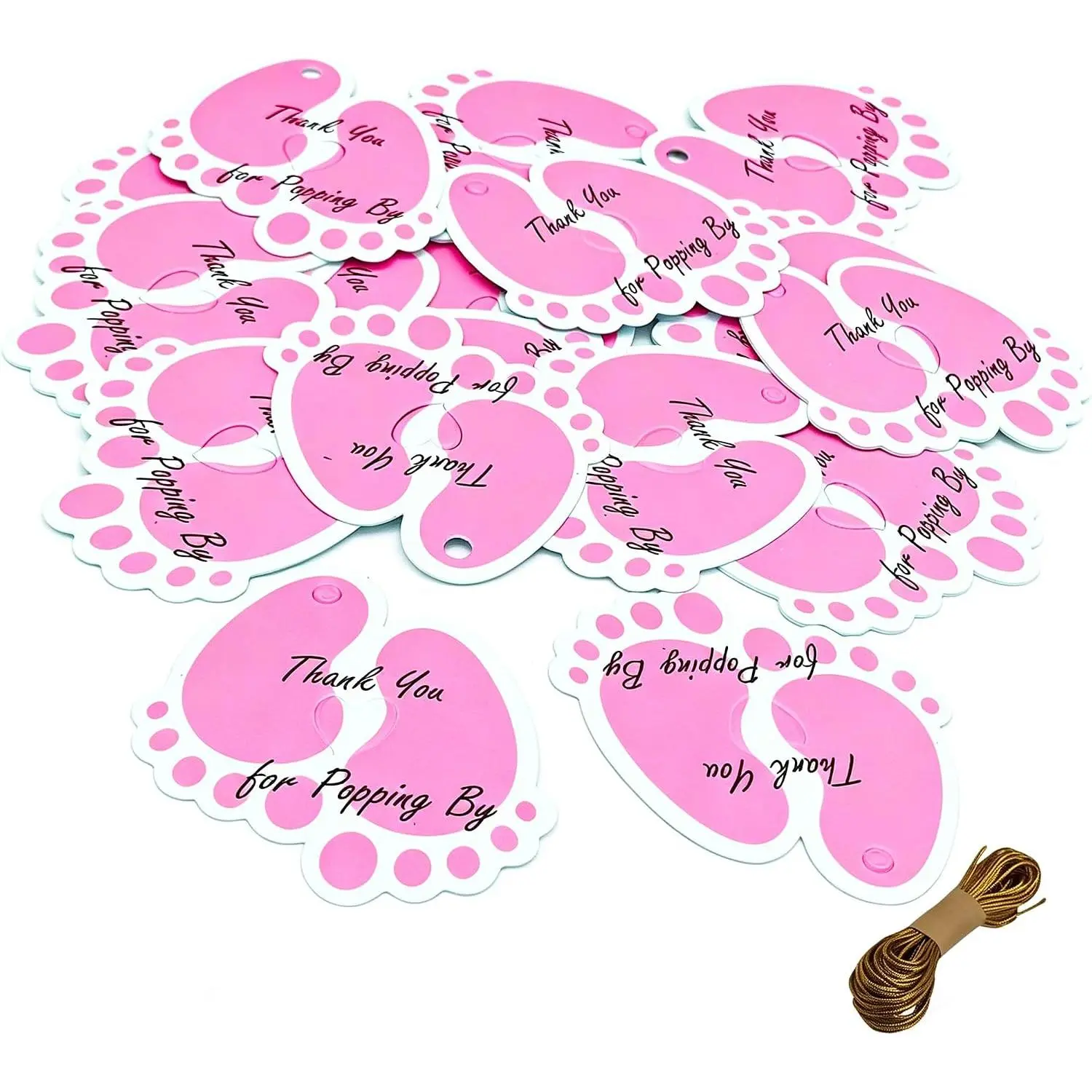 50 count Thank You  Shower Tags Paper  Tags  It' Girl Party Favors Decoration with 11m  String