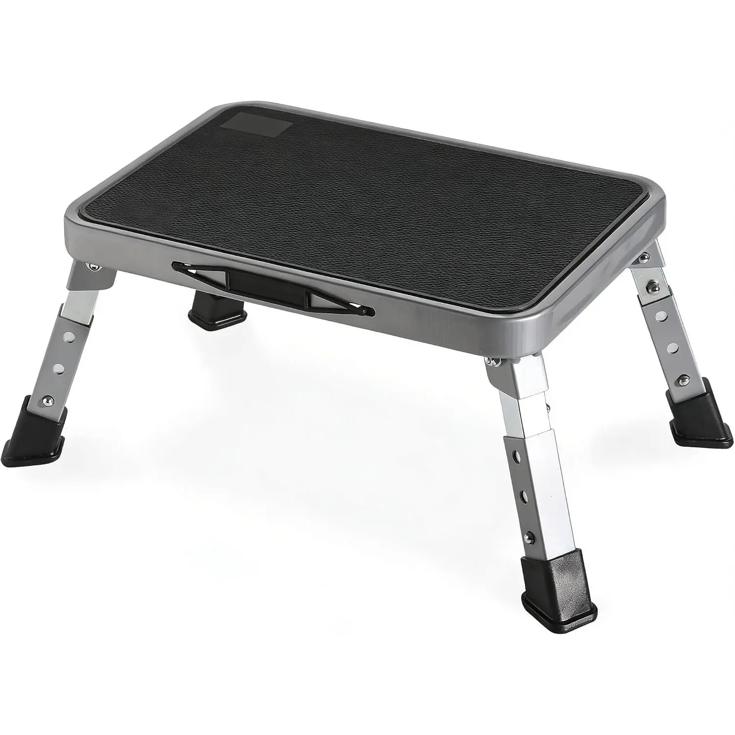 3 Levels Adjustable Folding Step Stools for Adults, Sturdy Metal RV Step, Safer Foldable Small Kitchen Stepping Stool Seniors Bed, Multi-Use Office Foot Stool Under Desk