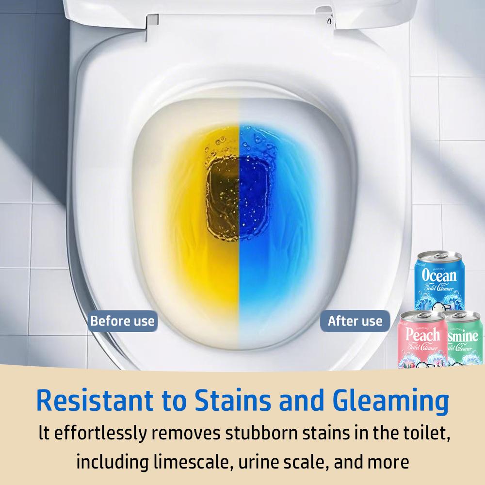 Soda Can Toilet Bowl Cleaner – Septic Safe Toilet Tablets in Bottle, 3 Scents (Ocean, Jasmine, Peach), Automatic Long-Lasting Toilet Cleaner, Powerful Stain Remover & Deodorizer
