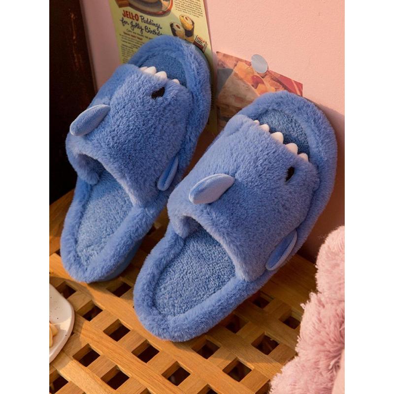 (New)2024 Cute Plush Shark Slides for Men, Soft Fuzzy House Slippers, Warm Anti-slip Slippers, Boy's Kawaii Comfort Walking Shoes, Footwear