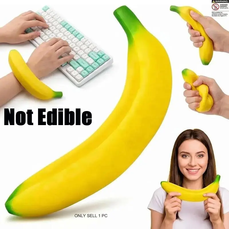 1pc Banana Stress Relief Toy, 2026 New Giant Soft Banana, 7 Inches Super Large, Decompression Sensory Fidget Finger Toy for Work and Daily Relaxation