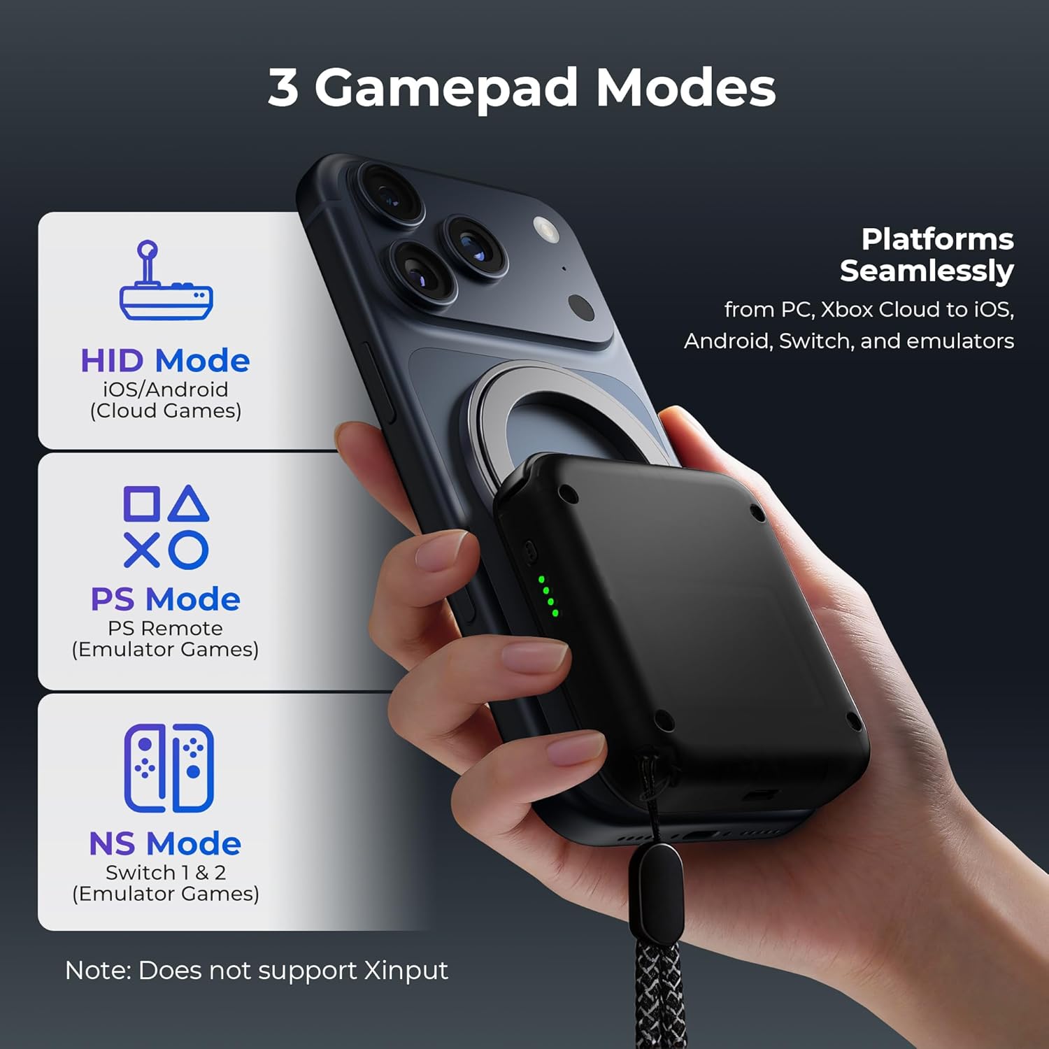 M4 Snap- Mobile Gaming Controller for Android & ,  1&2, Portable  Mini Controller, Pocket-Sized Retro Emulator Gamepad w/Stand, Dual Joystick Turbo Pro Gaming,  (Black)