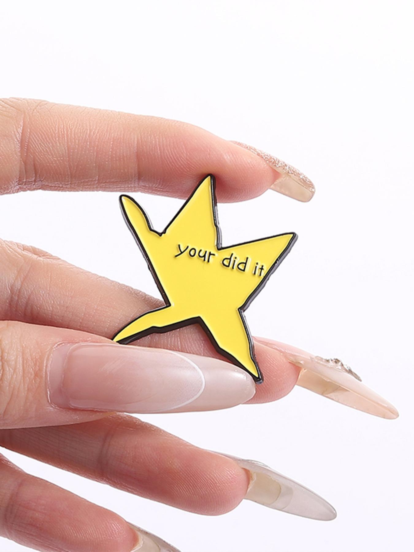 Star Shaped Brooch, Letter Pattern Enamel Pin Hat Pins Suitable for Backpacks, Jeans, Scarves, Hats Decoration, Trendy All-match & Exquisite Brooch for Birthday Gift