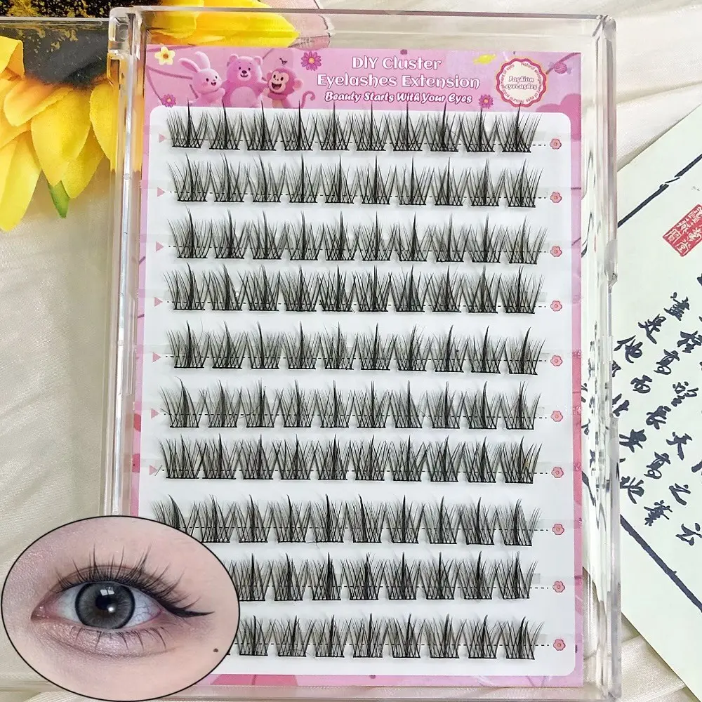 Directly Applied False Eyelashes, 100pcs Long Dense False Eyelashes, Natural Look, Clear Clean, Comfortable Wear, Self-Adhesive False Eyelashes, Cosmetic Eyelashes