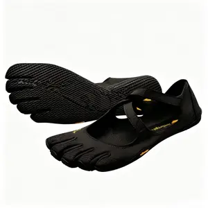 Black Split-Toe Barefoot Water Skin Shoes | Adjustable Cross Strap, Breathable Outdoor Hiking & Beach Slip-On Footwear