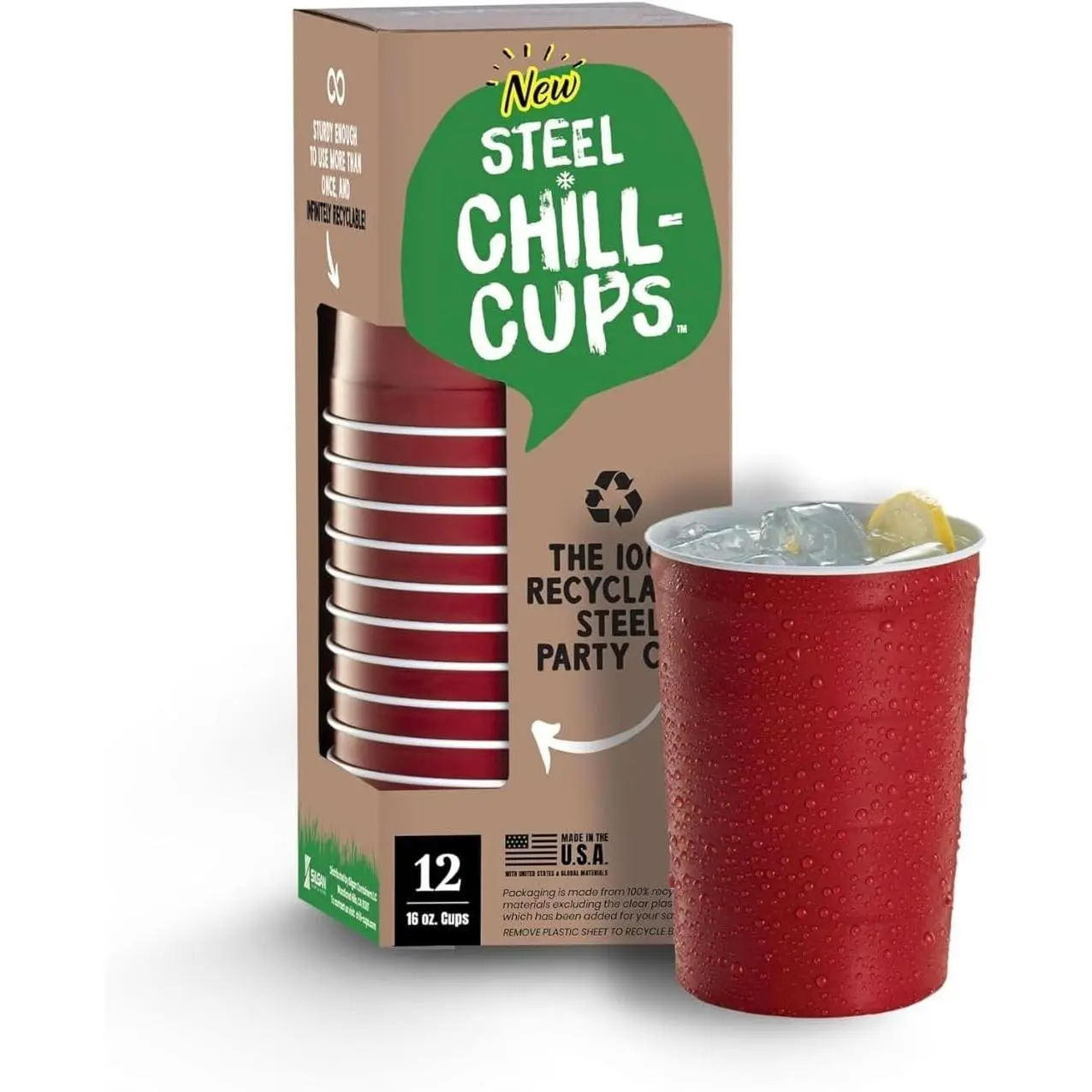 16 oz. Durable & Reusable Party Cups, Red, 12 Count