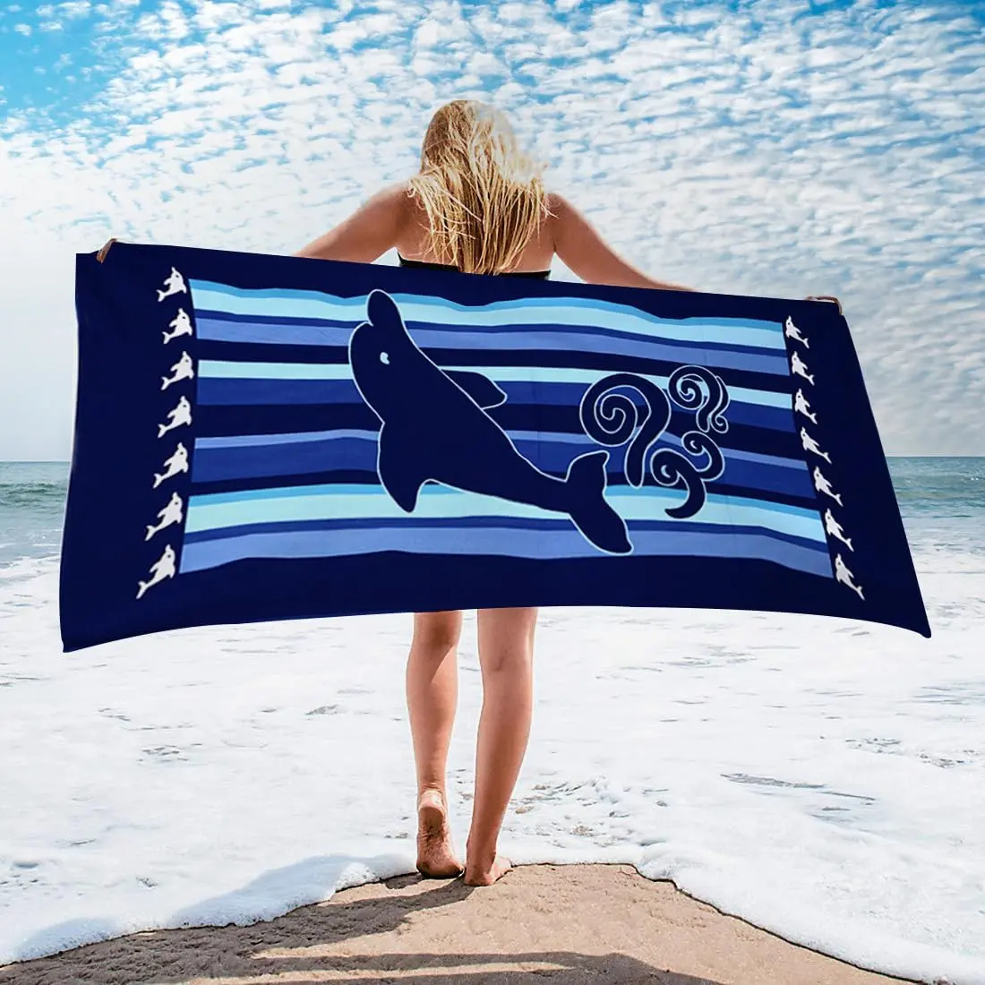 Beach Towel Microfiber Beach Towels Sand Free Quick Dry Lightweight Thin Sand Free Towels Dolphin Travel Towels for Adults Women Men Girls Kids Beach Essentials Accessories
