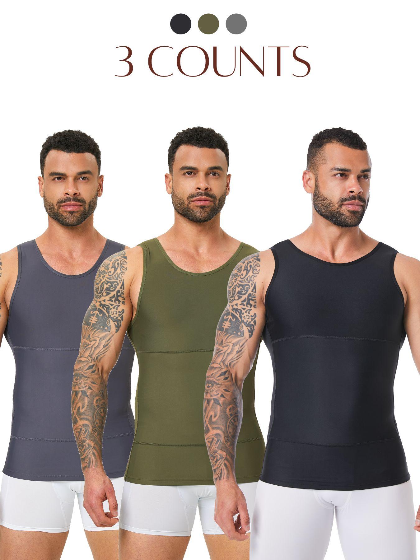 Men's Solid Color Plain Compression Shaper Top, Waist Trainer Vest, Waistline Shaper, High-Stretch Tummy-Control Shapewear Tank Top for Men, Compression Tops